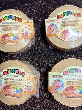 Lot of 4 Squishy Mystery Dumpling Squeeze Toys - Blind Packs - New & Sealed